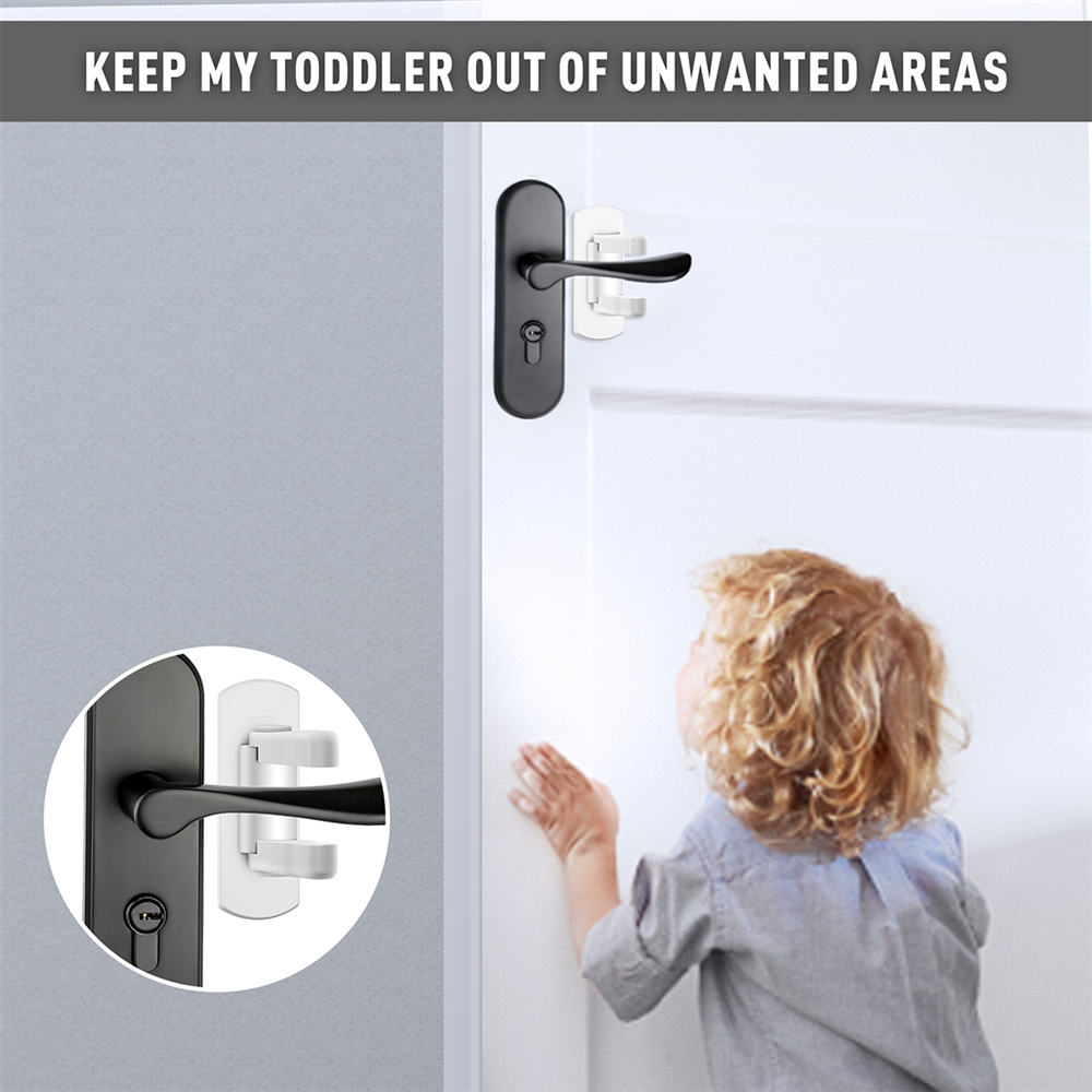 Jergo Baby Safety Door Handle Locks, Adhesive Baby Proof Door Lever Lock No  Drillng Quick Install Safety Locks for Door Handle, 2 Pack